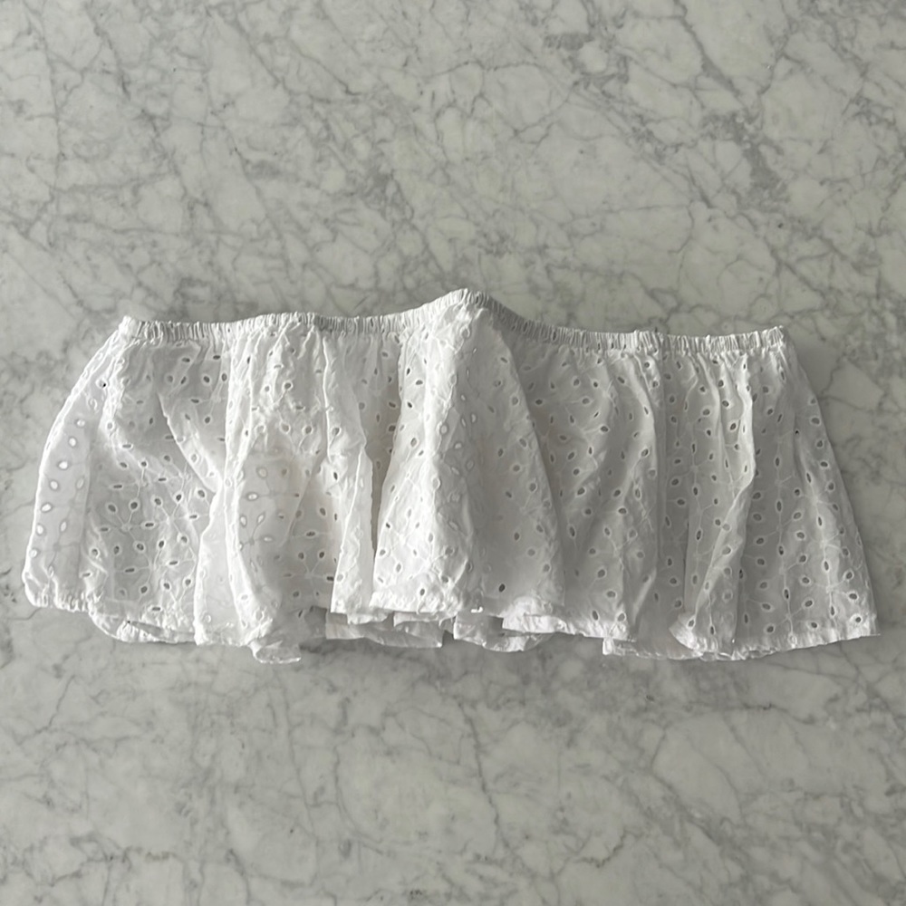 Bardot White Eyelet Crop Top